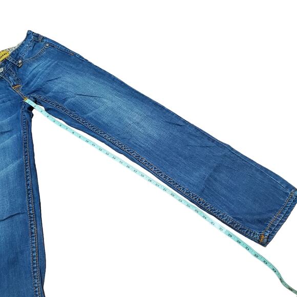 Iron Horse Jeans Straight Leg Denim Contrast Stitching Women's 4 Long Mid Wash - Picture 12 of 16